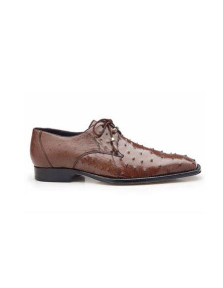 Mens Ostrich Skin Shoes Brown Dress Shoe Isola Authentic Authentic Genuine Skin Italian Exotic Skin Brand Genuine Brown Ostrich Leather Lining Plain to