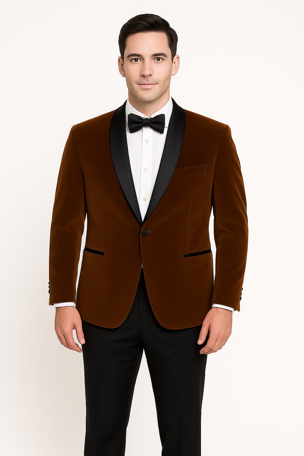 Brown Velvet Tuxedo with Satin Shawl Lapel
