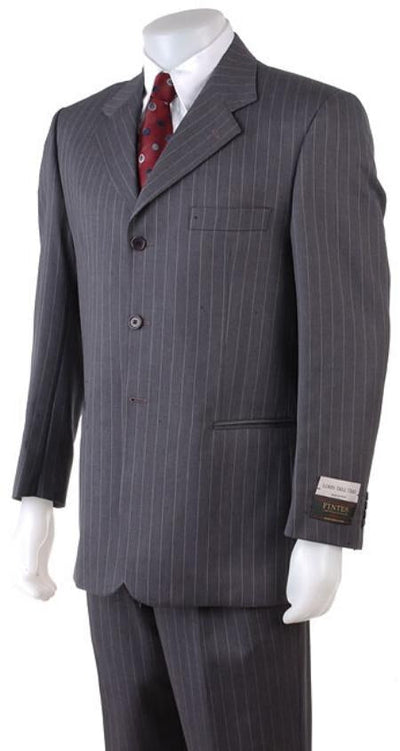Men's Available in 2 or 3 Buttons Style Regular Classic Cut/4 Button Style Charcoal Gray Pinstripe 2 Piece Suits - Two piece Business suits