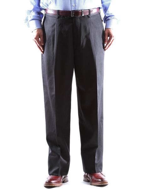 Regular Size & Big and Tall 100% Wool Dress Pants Pleated Pants Charcoal Gabardine Fabric unhemmed unfinished bottom