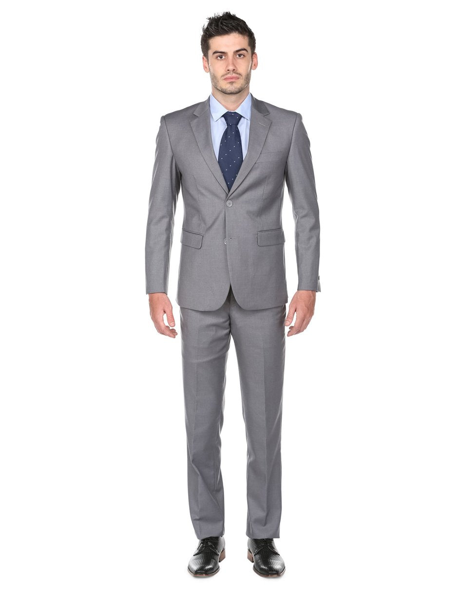 Regular Fit Light Grey Pleated Suit for Men