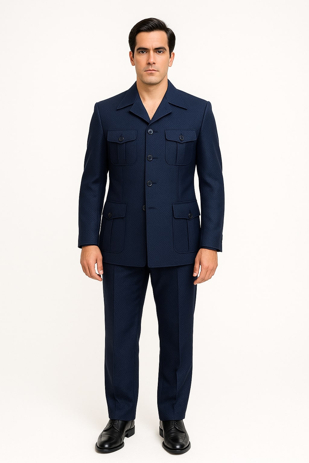 Men's Navy Safari Suit with Utility Jacket
