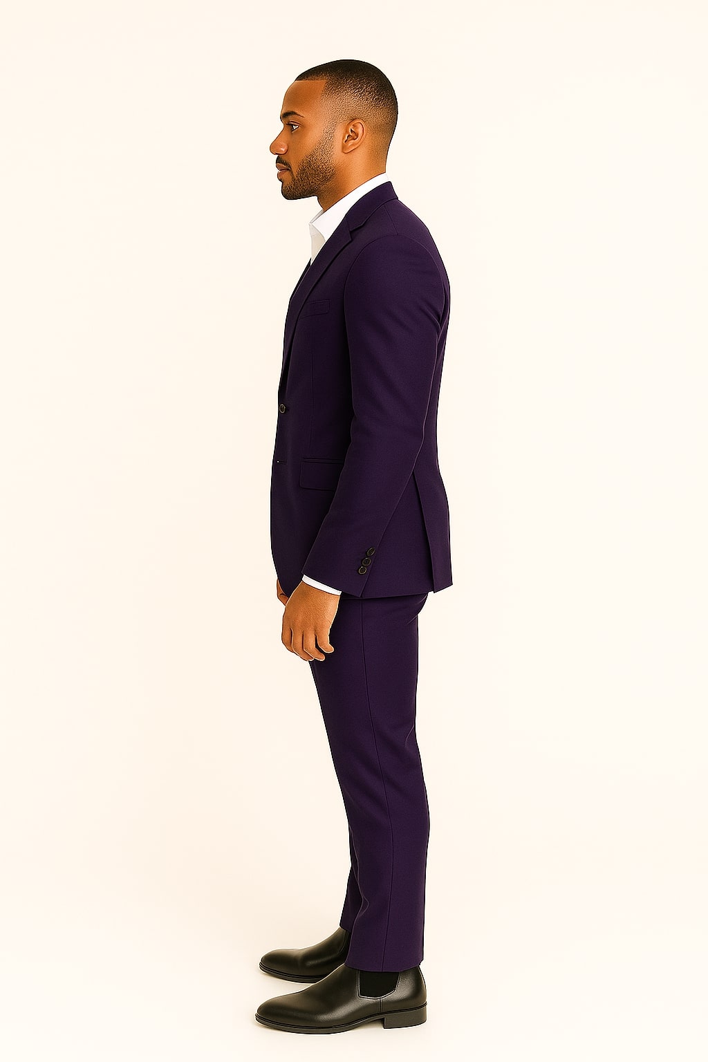 Classic Purple Slim Fit Three-Piece Suit for Men