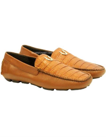 Caiman Belly Cognac Loafers by Vestigium