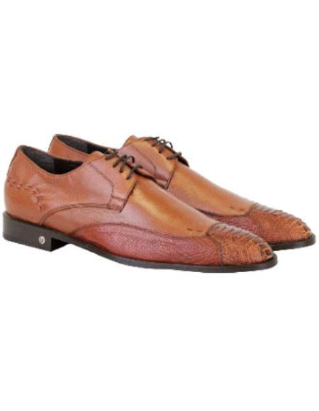 Vestigium Cognac Ostrich Leg Derby Shoes
