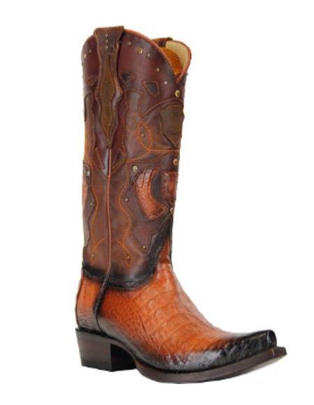 Men's Cognac Leather Lining Traditional Leather Sole Dress Cowboy Boot Cheap Priced For Sale Online