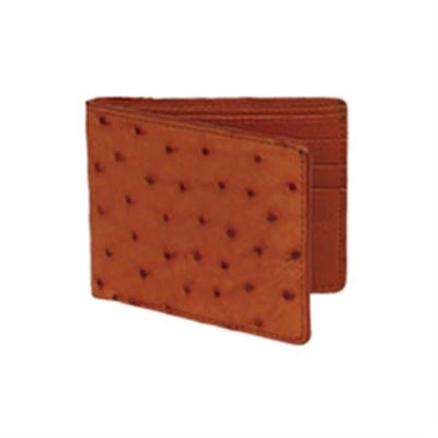 Wild West Boots Wallet- Cognac Genuine Exotic Ostrich Leg