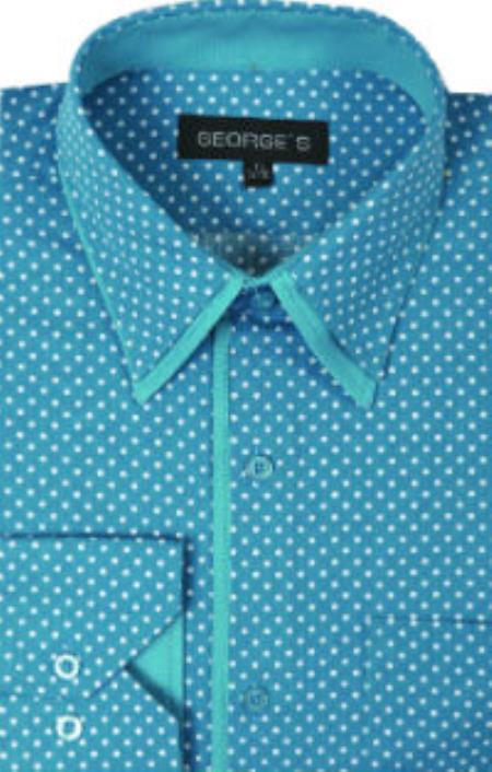 Mens Turquoise Dress Shirt Mens Turquoise Shiny Flashy Satin Luxurious Shirt