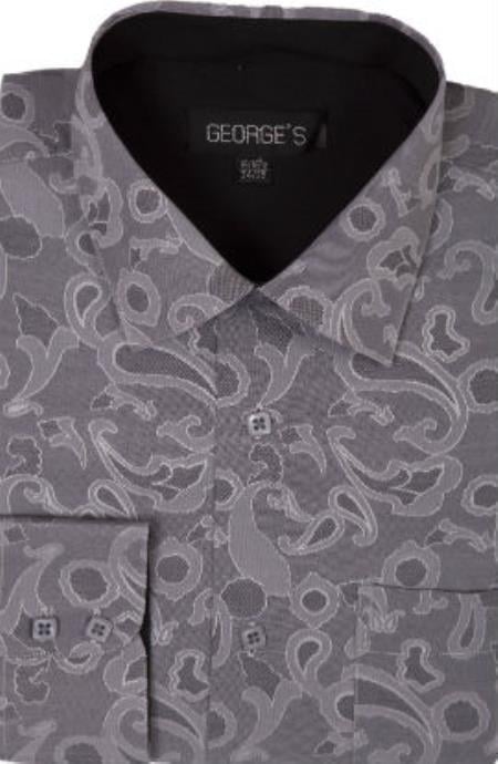 Gray Spread Collar casual touch dress shirt