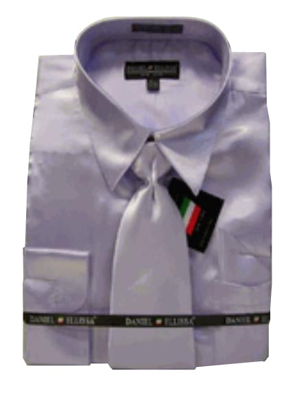 Fashion Cheap Priced Sale Men'S New Copper ~ Rust Satin Dress Shirt Combinations Set Shiny Light Brown Tie Combo Shirts Men'S Dress Shirt main image 0