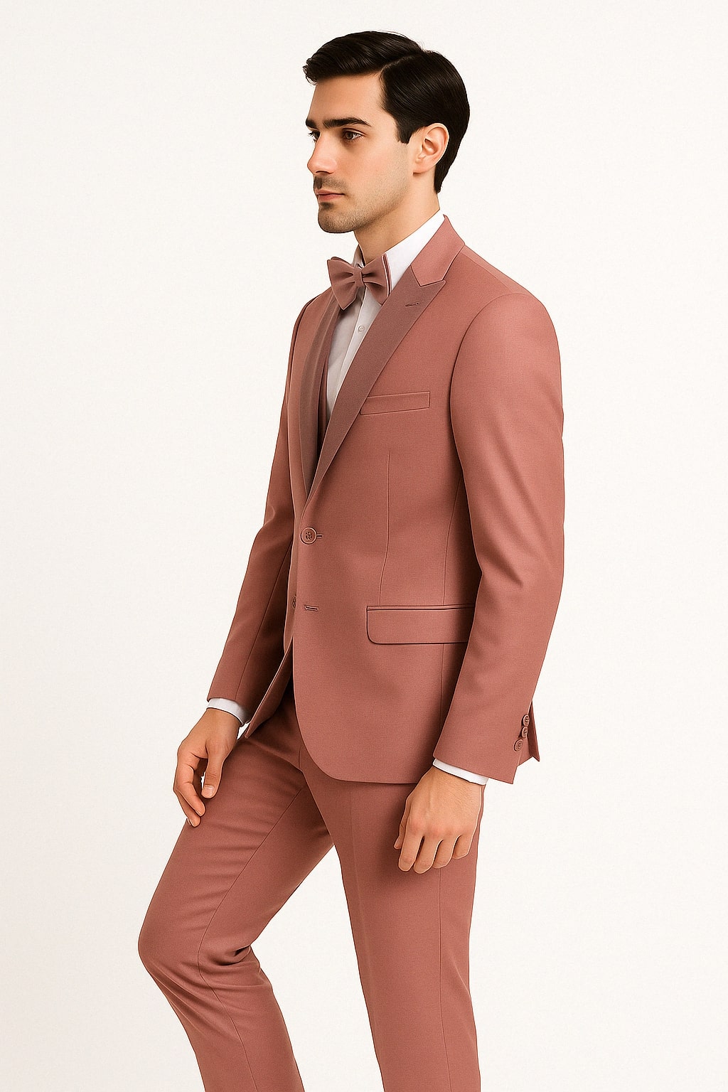 Dusty Pink Slim Fit Three-Piece Tuxedo
