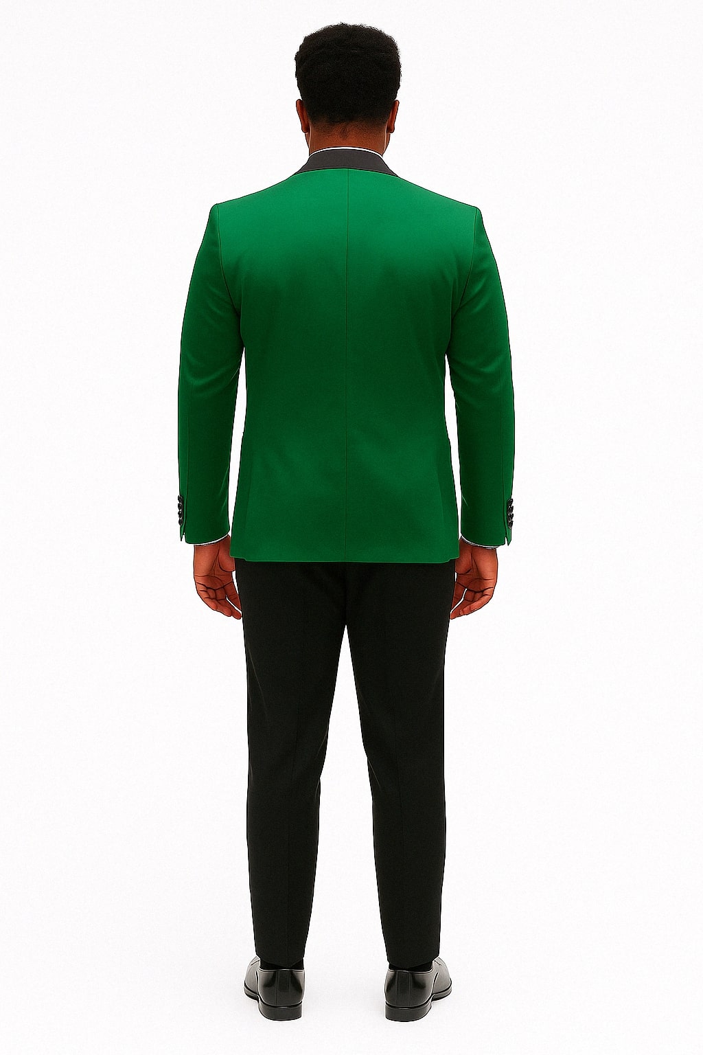 Mens Emerald Green Satin Tuxedo with Black Peak Lapel and Bow Tie β Formal Slim Fit Suit
