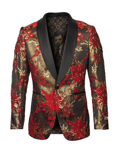 Empire Shawl Blazer - Red & Gold