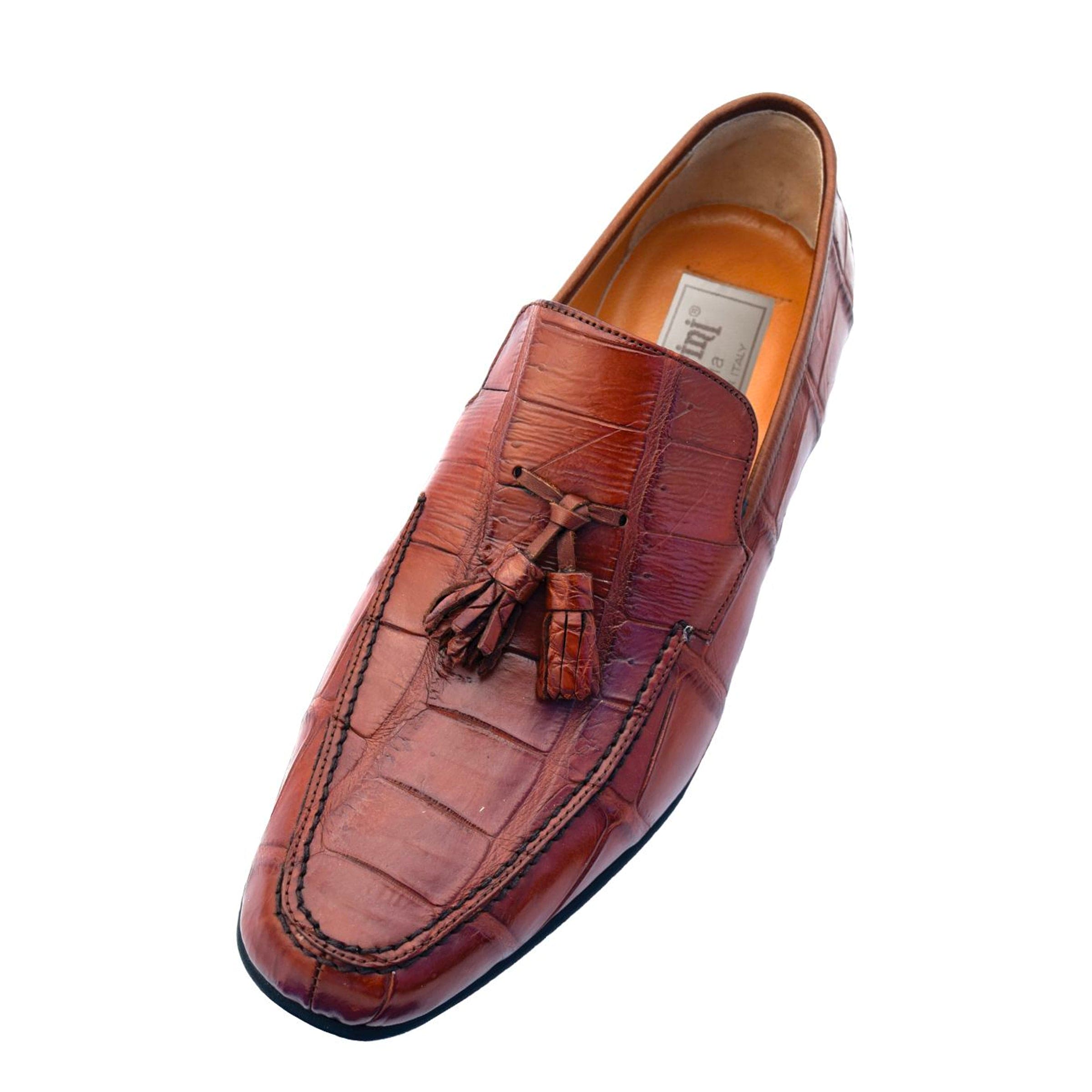 Ferrini Crocodile Tassel Loafer Dress Shoe Cognac