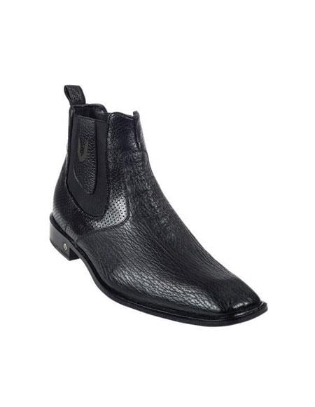 Men's Short Boots Men's Genuine Black Shark Dressy Boot Ankle Dress Style For Man