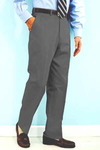 PA100 Gray premier quality italian fabric Flat Front Men's Dress Pants Hand Made Relax Fit - Cheap Priced Dress Slacks For Men On Sale