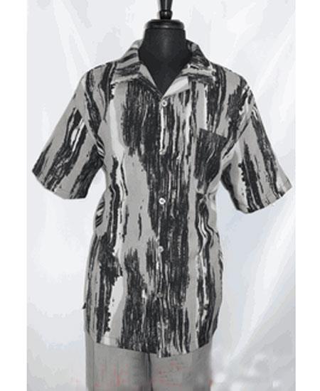 Men's 5 Buttons Short Sleeve Side Vents Splash Print Shirt Walking Leisure Suit