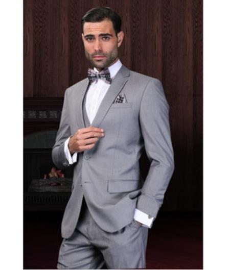 Grey Wool Fabric Vested Suit main image 0