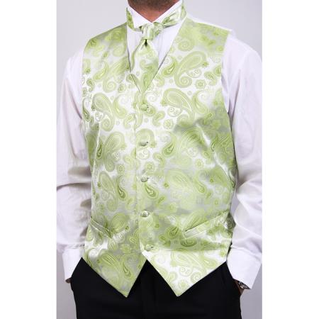 Men's lime mint Four-Piece Men's Vest Set Also available in Big and Tall Sizes