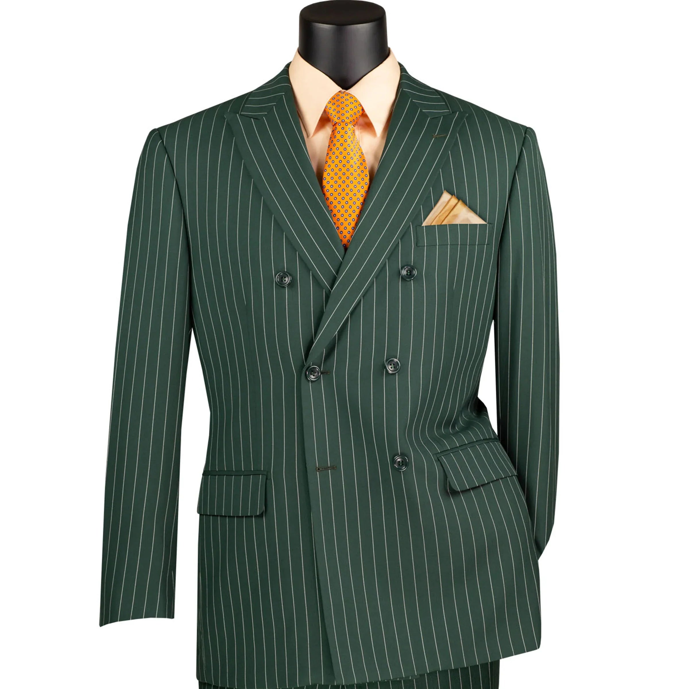 Hunter Green 1920s Pinstripe Double-Breasted Suit