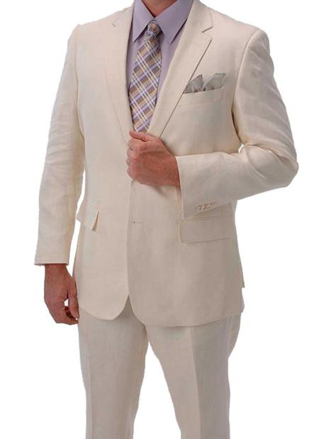 Light Weight Ivory ~ Off White Summer Fabric ivory ~ cream ~ off white Linen Suit - Mens Linen Suit