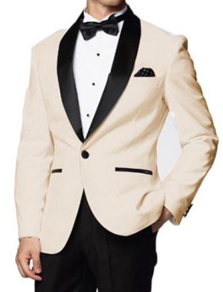 Men's Downtown Ivory and Black Cheap Priced Menswear Jacket No Pants Fashion Tuxedo For Men