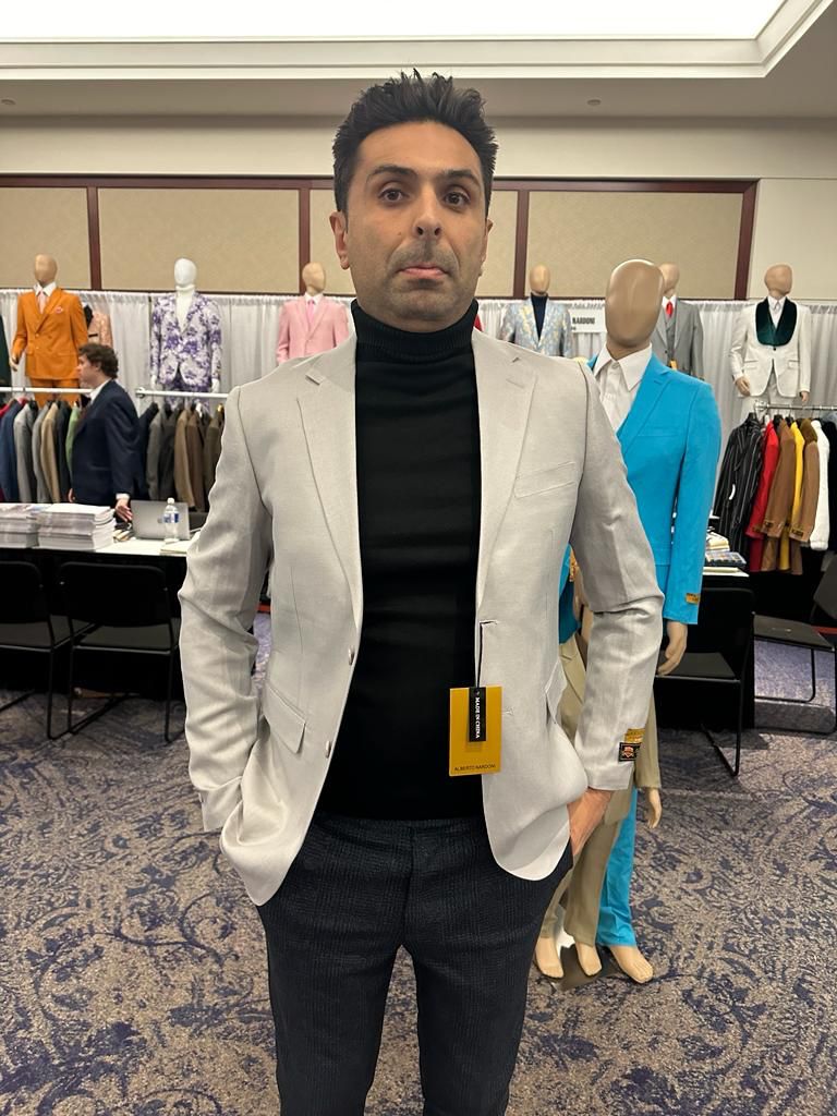 Light Beige Slim Fit Notch Lapel Blazer