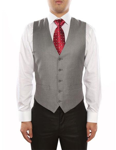 Men's 5 Button Light Grey Classic Fit Fully Lined Vest