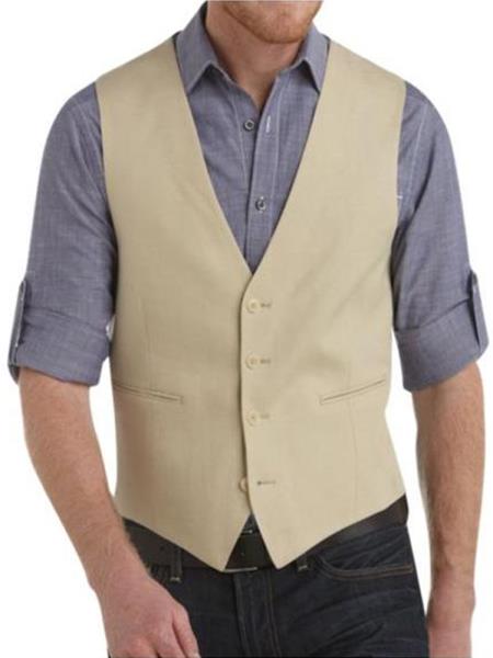 Linen Navy Blue Tuxedo Vest for Men