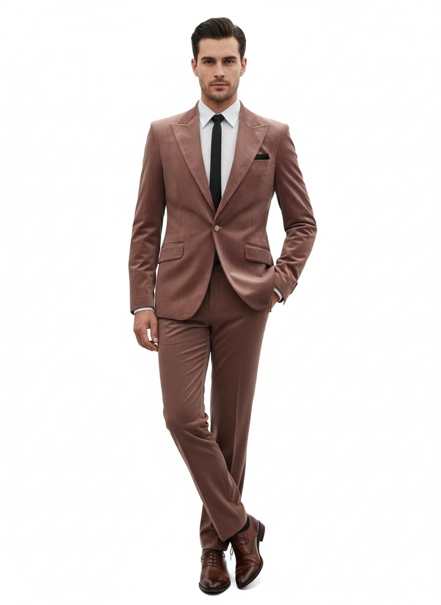 Mauve Velvet Ultra Slim Suit for Men
