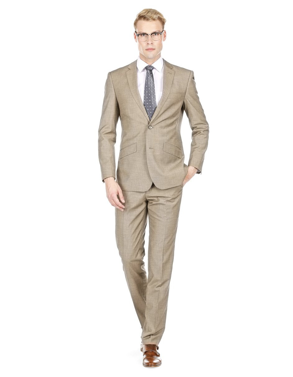 Modern Fit Textured Suit in Light Taupe