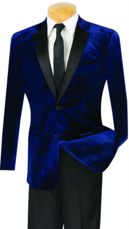 Velvet Blazer - Mens Velvet Jacket Mens Slim Fit  Flat Front Pant Navy main image 1