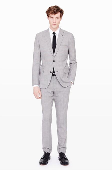 Men's Grey Suit White Shirt Black Tie Combination Package Combo ~ Combination Deal