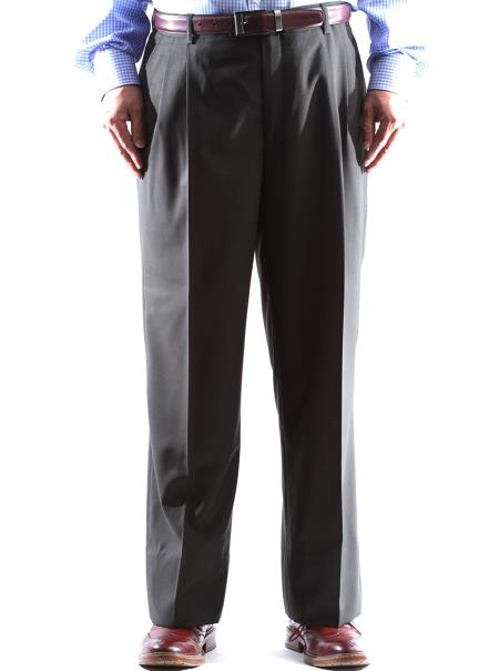Regular Size & Big and Tall Olive Green Dress Pants Pleated Pants unhemmed unfinished bottom