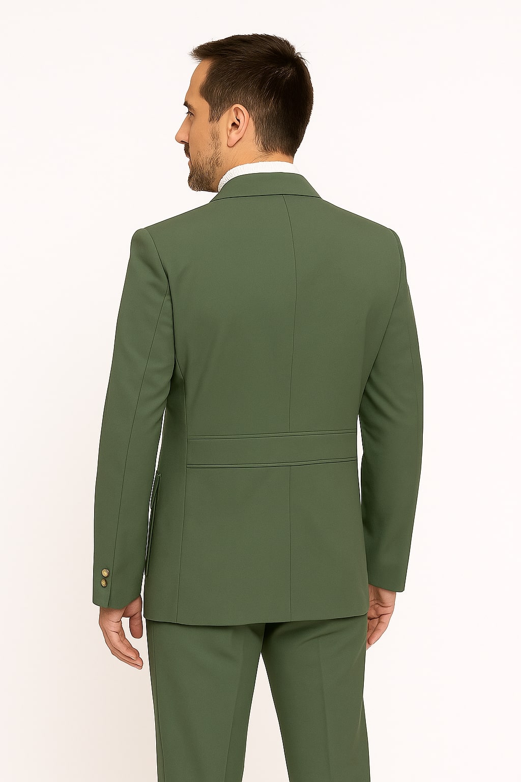 Olive Green Safari Suit Set with Utility Jacket
