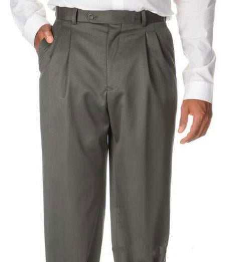 Mens Pleated Dress Pants Mens Olive Green Gabardine Slack unhemmed bottom