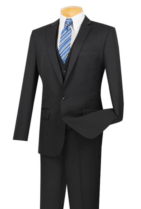 Men's Black One Button Slim Fit Suit