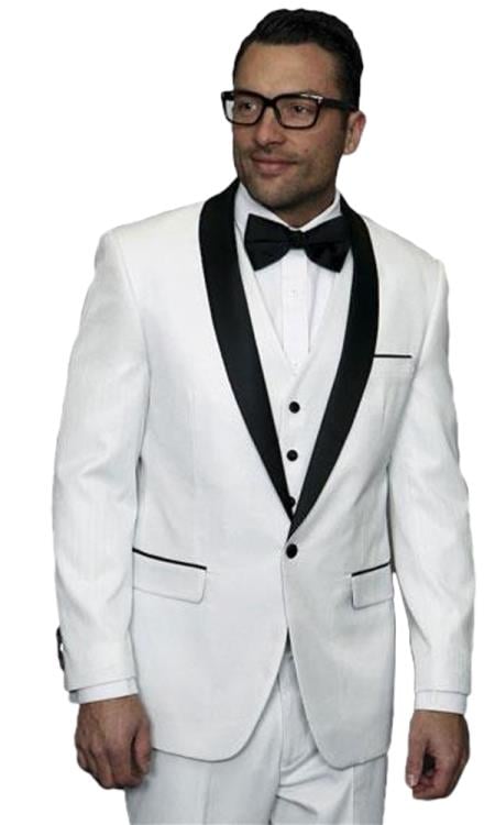 Mens One Button White Tuxedo Blazer main image 1