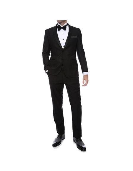 Men's 1-Button Zip fly Peak Lapel Regular Fit Tuxedo