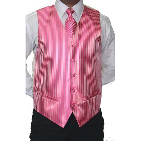 Pink Four-Piece, Five-button Suit or Tux Men's Vest for Men Also available in Big and Tall Sizes