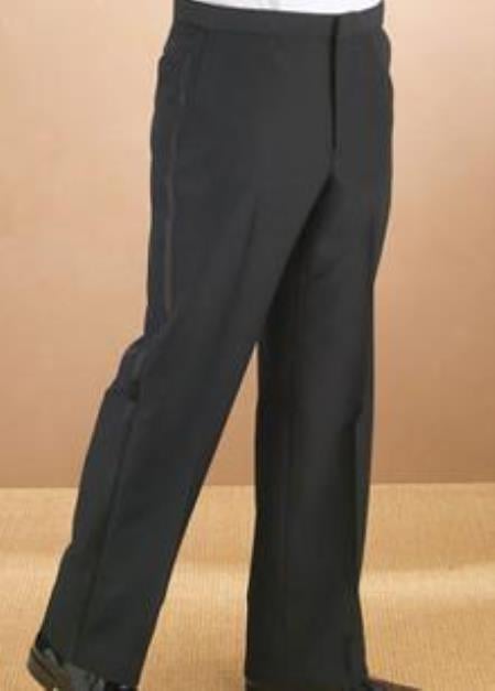 Napier Plain Front Tuxedo Pant unhemmed unfinished bottom main image 0