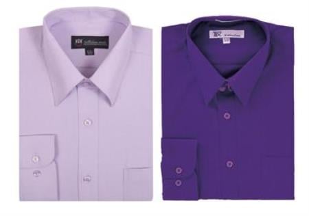 Plain Solid Color Traditional Purple,Men's Dress Shirt