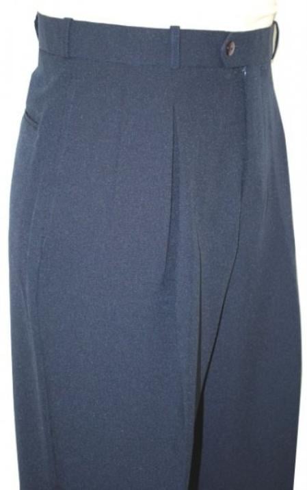 Mens Pleated Dress Pants Navy Blue Wide Leg Slacks Pleated baggy dress trousers unhemmed unfinished bottom mensusa