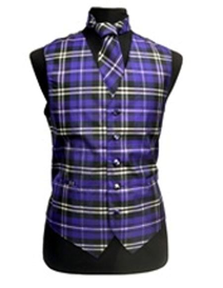 Men's Black/White/Purple Slim Fit Polyester Vest/Bow Tie Fashion Set - Men's Neck Ties - Mens Dress Tie - Trendy Mens Ties