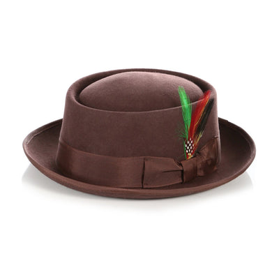 Menβs Brown Pork Pie Hat β Classic Dress Style