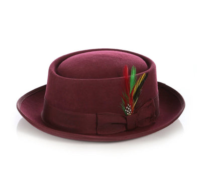 Menβs Burgundy Pork Pie Hat β Classic Dress Style