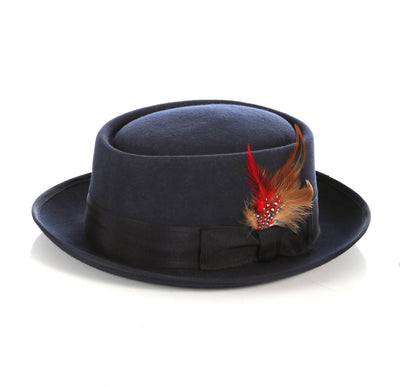 Menβs Navy Blue Pork Pie Hat β Classic Dress Style