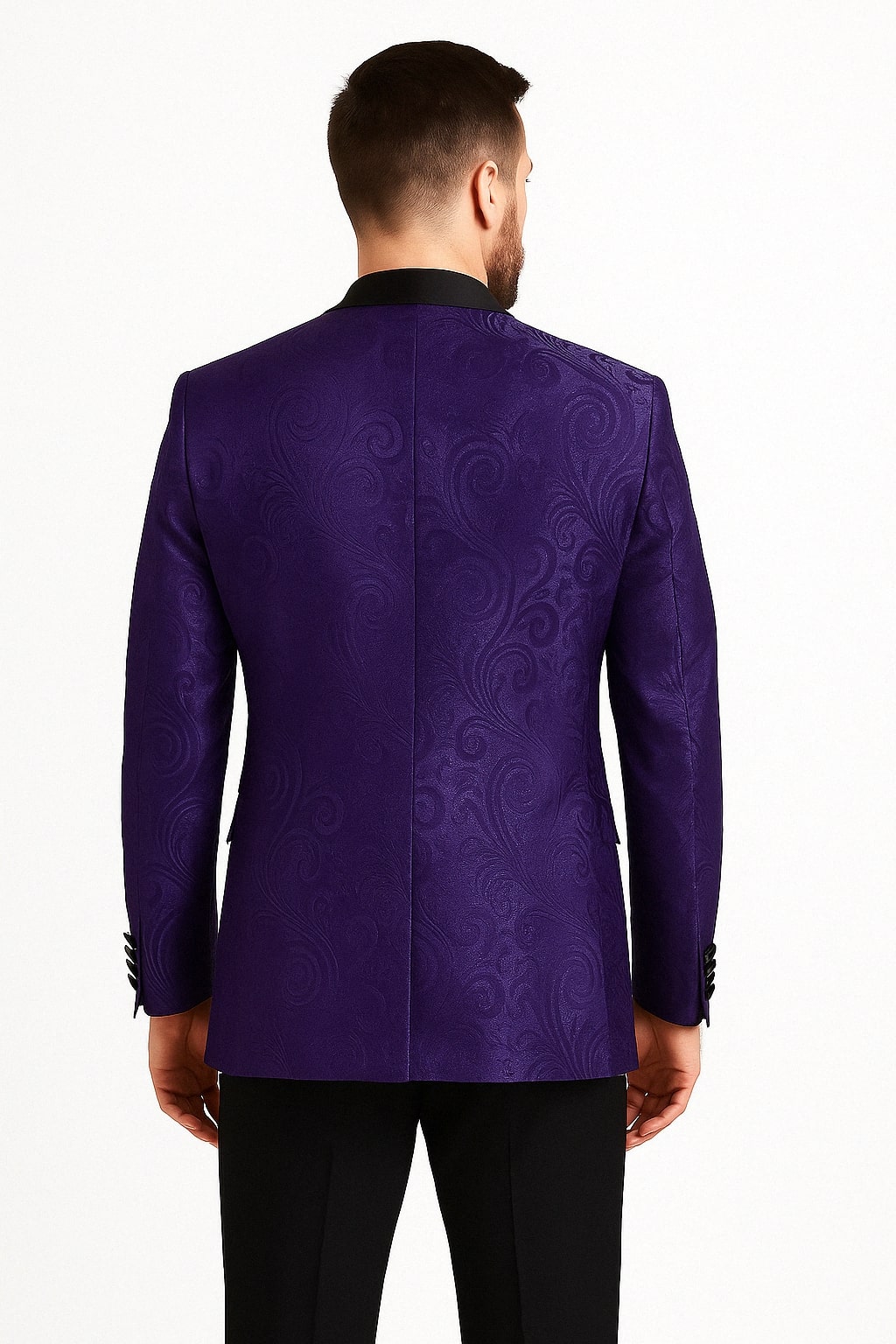 Purple Paisley Satin Blazer for Men