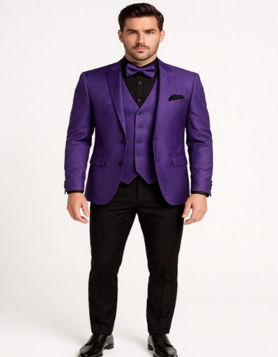 Purple Paisley Slim Tuxedo 3-Piece Suit