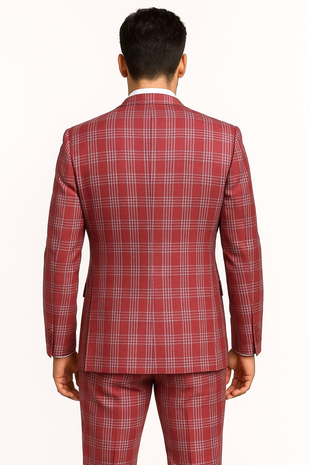 Red Plaid Three-Piece Suit - Bold Check Print